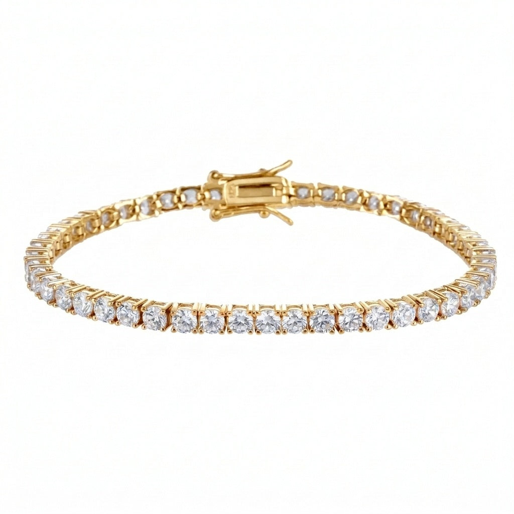 Mila Tennis Bracelet (3mm) - ציפוי זהב 14K