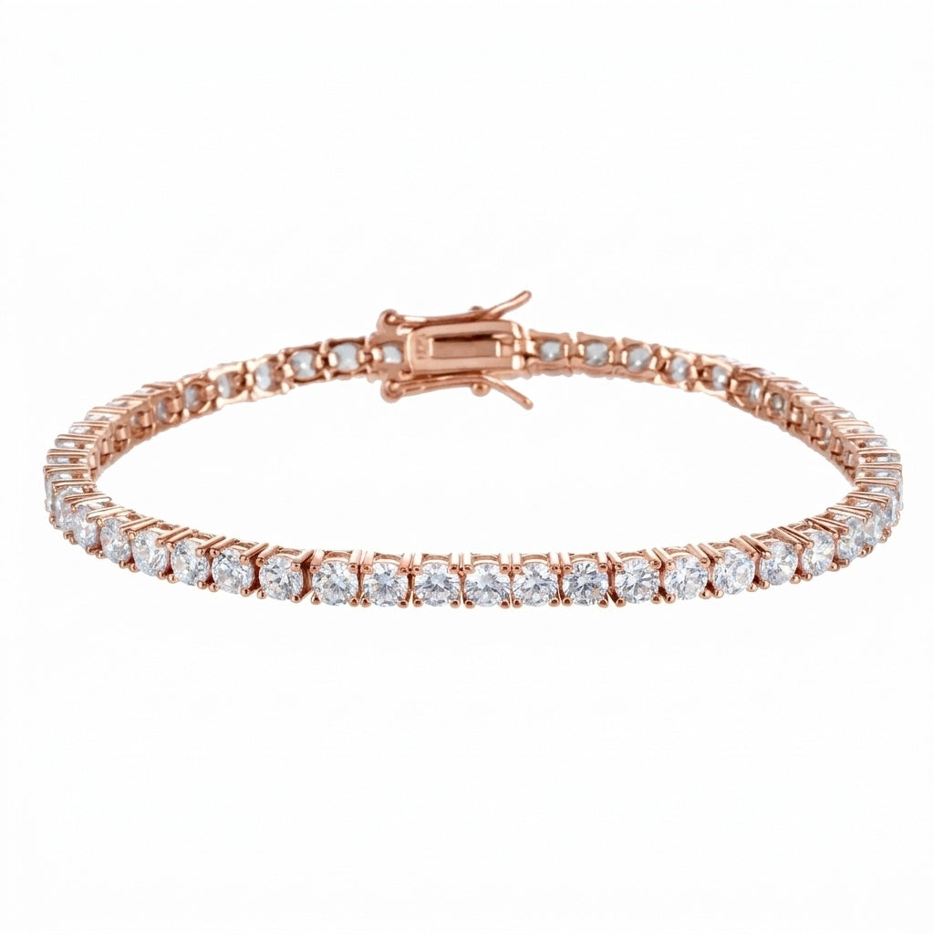 Mila Tennis Bracelet (3mm) - ציפוי זהב אדום 14K