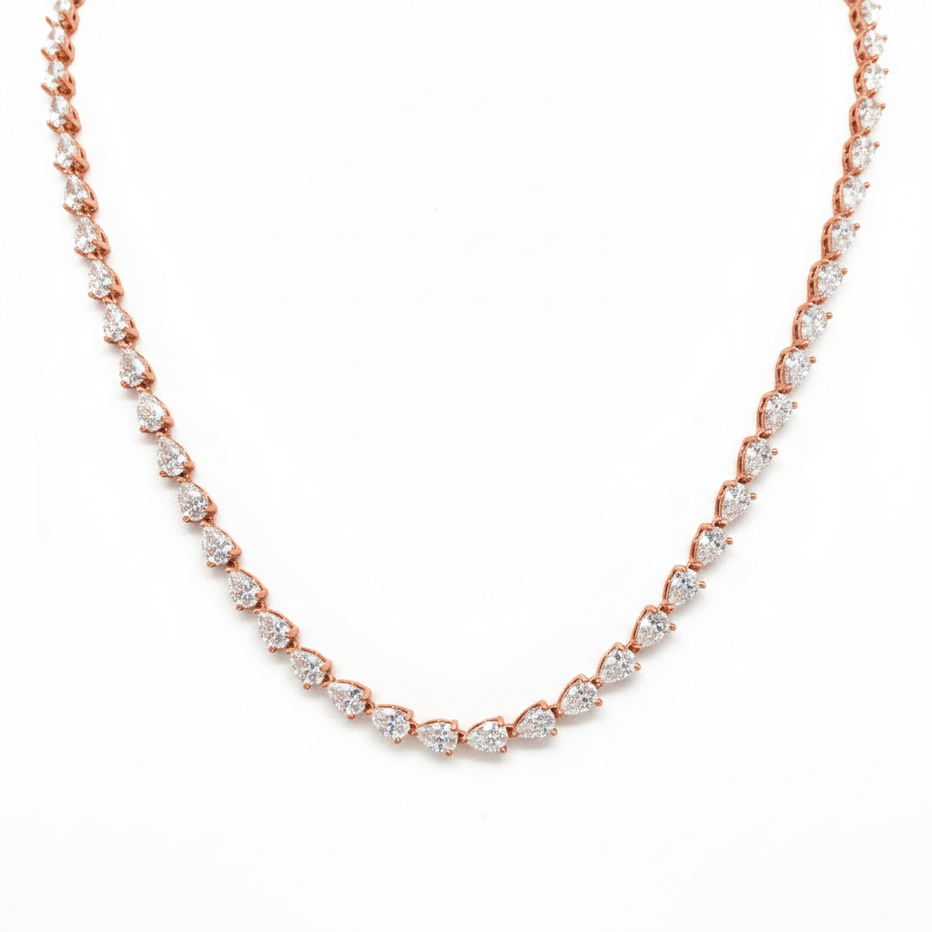 Amara Tennis Necklace - ציפוי זהב אדום 14K
