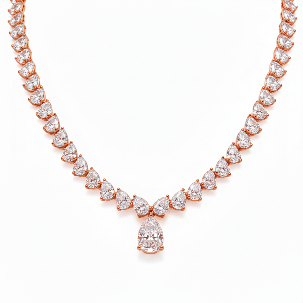 Noya Tennis Necklace - ציפוי זהב אדום 14K