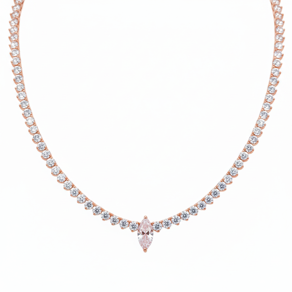 Solea Tennis Necklace - ציפוי זהב אדום 14K