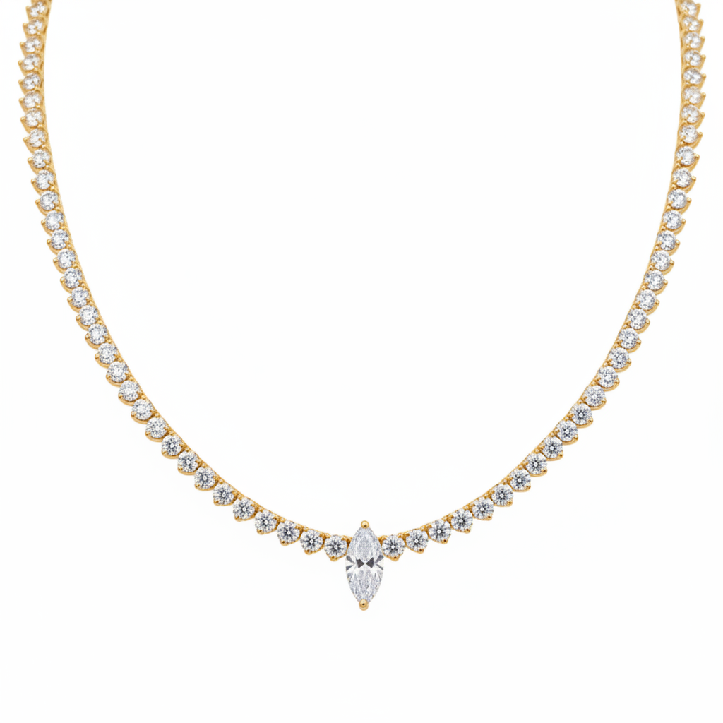 Solea Tennis Necklace - ציפוי זהב 14K